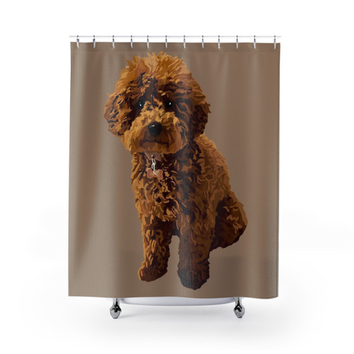 Beige Poodle Shower Curtain