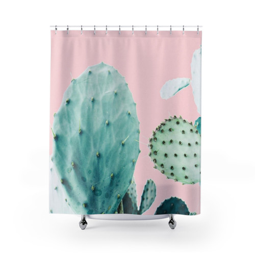 Minimalist Cactus and Desert Print Shower Curtain