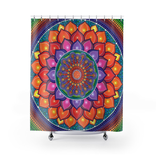 Vibrant Lotus Mandala Shower Curtains