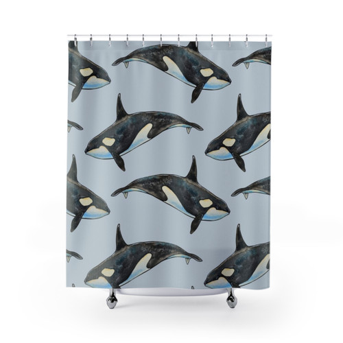 Orca Watercolor Shower Curtain
