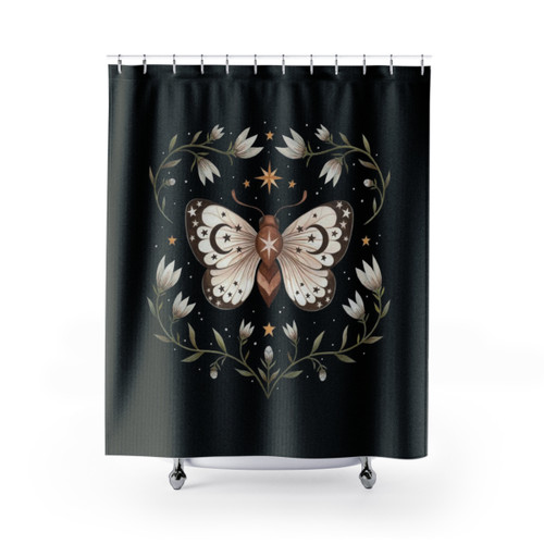 Magical Wings Shower Curtain with Moth and Butterfly Design