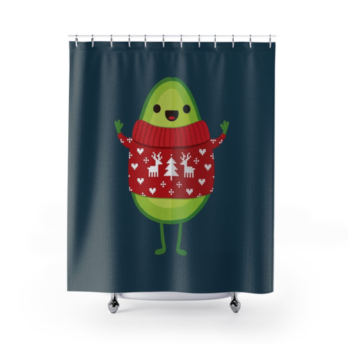 Avocado Christmas Themed Shower Curtain