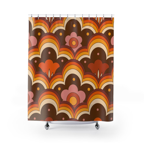 Retro 70s Psychedelic Flower Power Shower Curtain