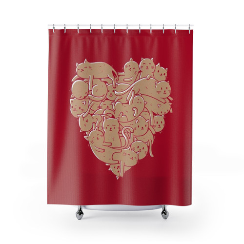 Cute Cat Heart Shower Curtains