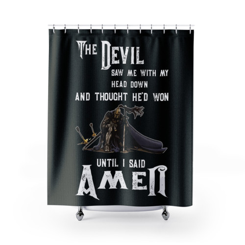 Shower Curtains with Head Down Graphic