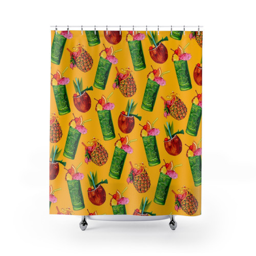 Retro Tiki Cocktail Pattern Shower Curtain