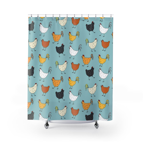 Chicken Pattern Shower Curtains - Farmhouse Style Home Decor