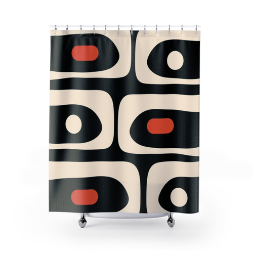 Mid Century Modern Piquet Abstract Pattern Shower Curtains