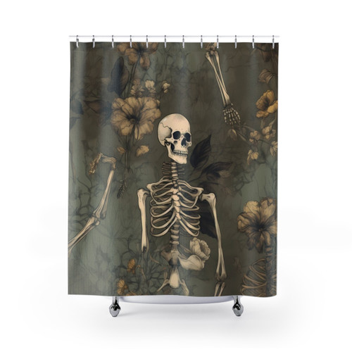 Edgy Skeleton Shower Curtains for Gothic Bathrooms