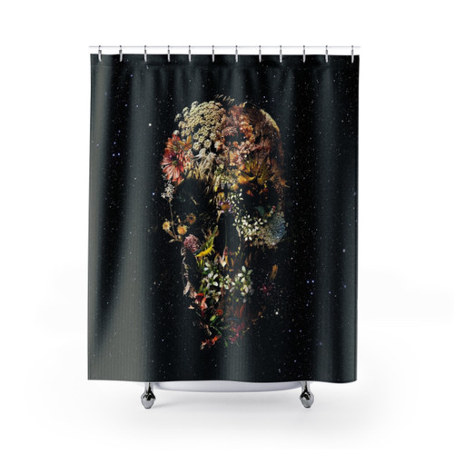 Smyrna Skull Floral Print Shower Curtain