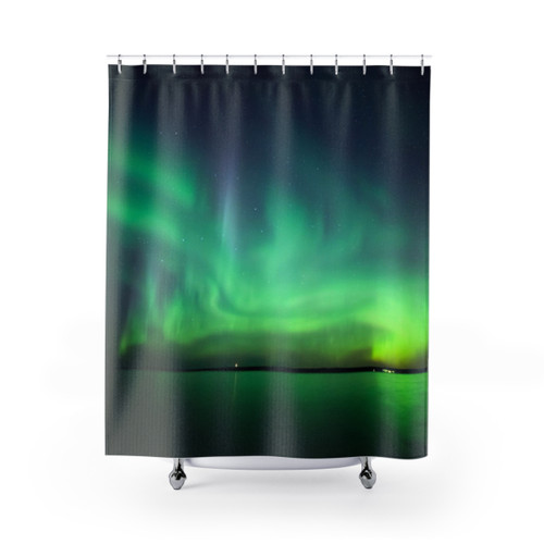 Northern Lights over Lake Shower Curtain