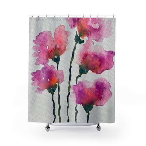 Vibrant Floral Watercolor Shower Curtains
