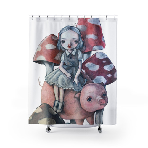 A Girl and Her Pig Shower Curtains