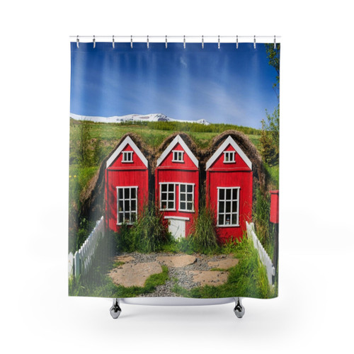 Cute Red Elf Houses Shower Curtain