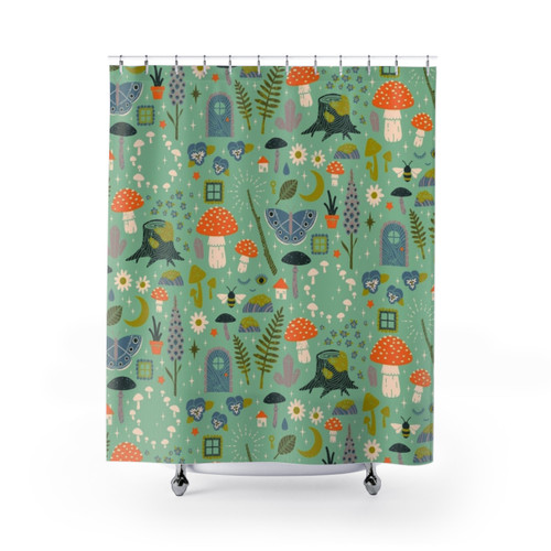 Fairy Garden Themed Shower Curtain