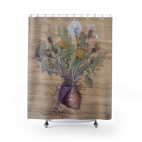 Dandelion Heart Anatomy Shower Curtain