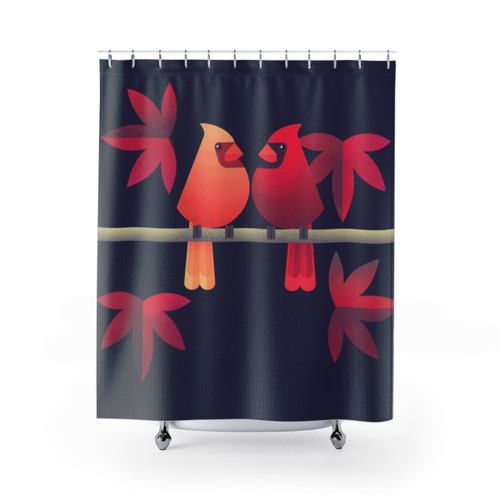 Northern Cardinals on a Japanese Maple Tree Shower Curtain