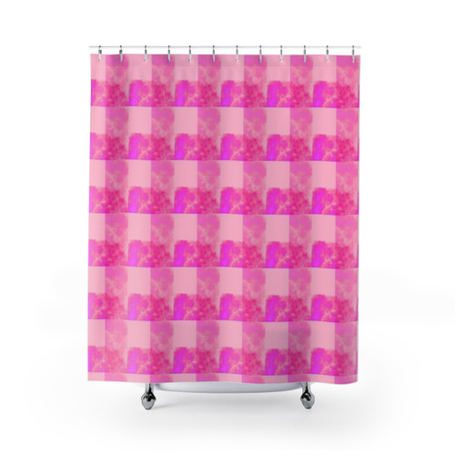 Pink Galaxy Gingham Shower Curtains