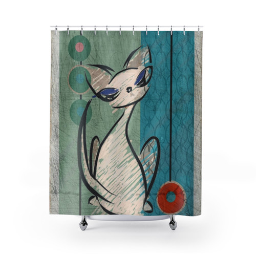 Mid Century Modern Cat Shower Curtains
