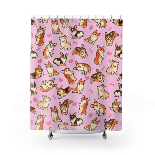 Corgi dog pattern shower curtain