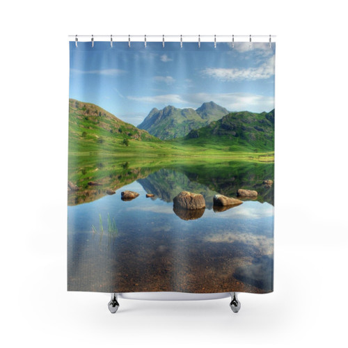 Blea Tarn Shower Curtains - Scenic Lake District Reflections