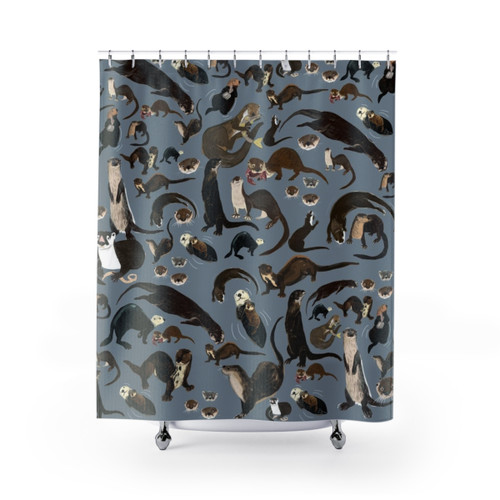Adorable otter print shower curtain