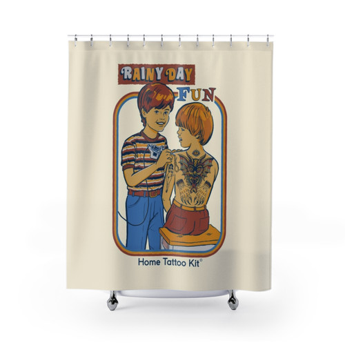 Funny retro shower curtains with nostalgic designs