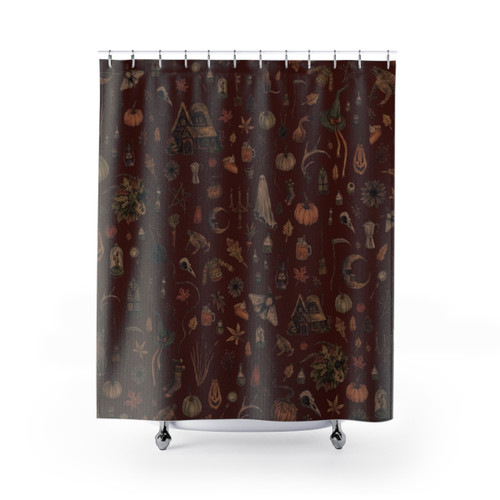 Witch-themed Cozy Crone shower curtain