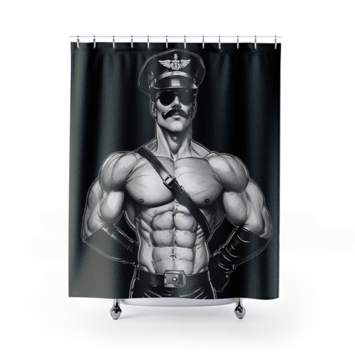 Tom of Finland Inspired Leather Uniform Shower Curtains
