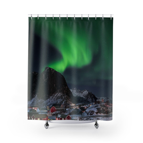 Enchanting Night Sky Shower Curtains featuring the Northern Lights