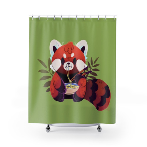 Vibrant Red Panda Shower Curtains