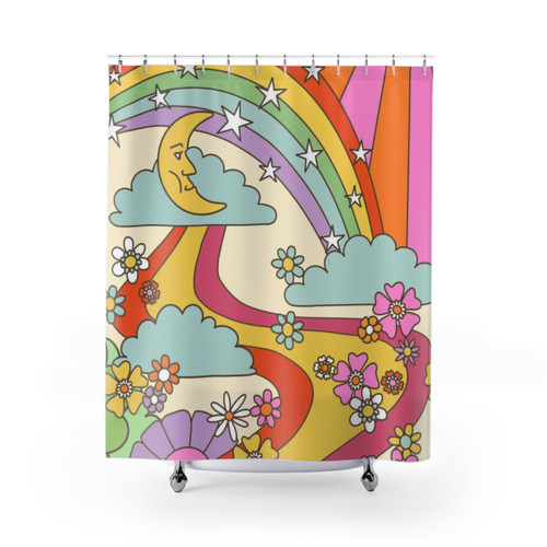 Retro Trippy Hippie Boho Print Shower Curtains
