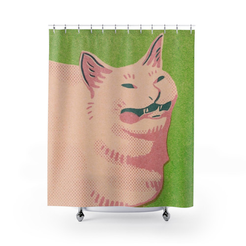 Sneeze Cat Shower Curtain - Funny Meme Artwork