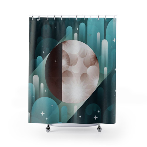 Fly Me to the Moon Shower Curtains - Space-Themed Bathroom Decor