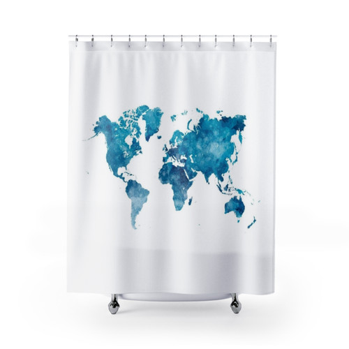 World map watercolor shower curtain
