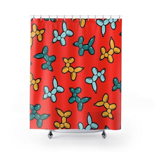 Balloon animal dogs patterned shower curtain
