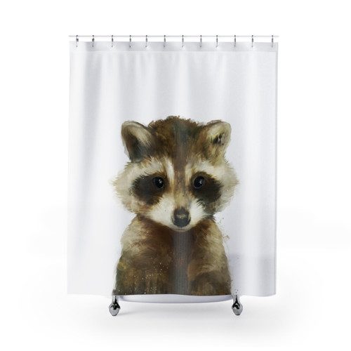 Whimsical Raccoon Shower Curtain for Nursery Decor
