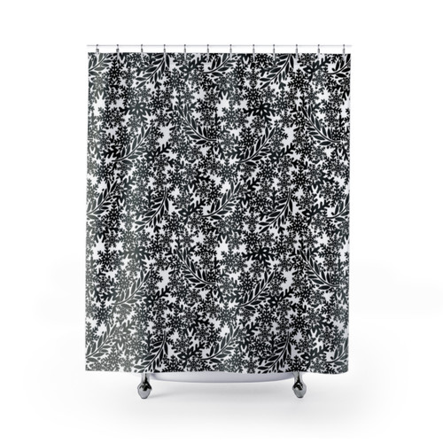 Black Snow Shower Curtains - Minimalist Bathroom Decor
