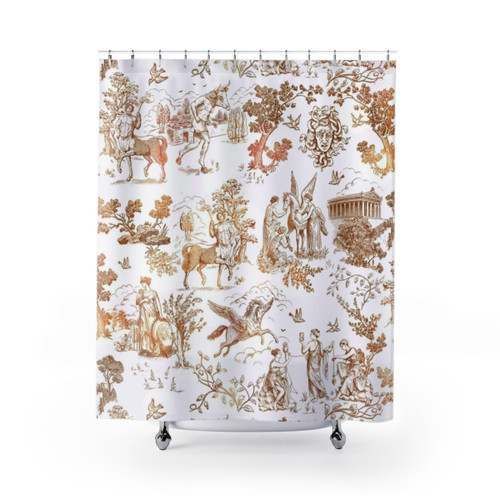 Greek Mythology Toile Shower Curtains with Centaurs, Minotaurs and Pegasus
