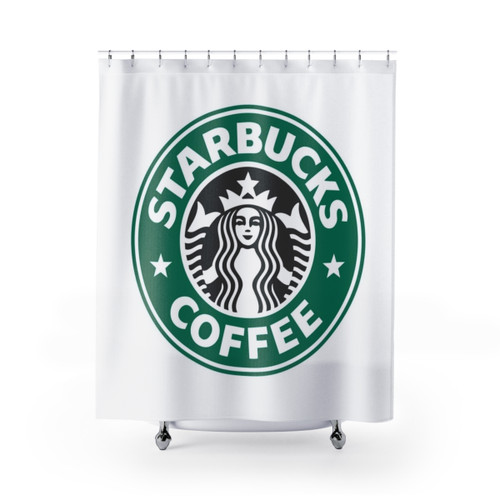 Stylish coffee-themed shower curtain