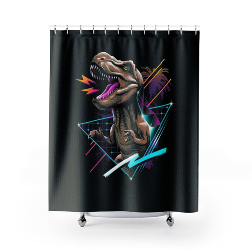 Retro T-Rex Shower Curtain