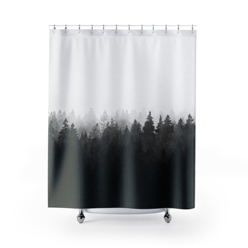Misty fairytale forest shower curtain