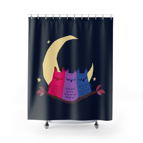 Bisexual Pride Shower Curtains with Cute Owls Design