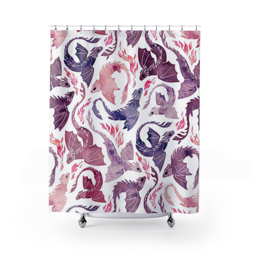 Vibrant dragon fire pink and purple shower curtain