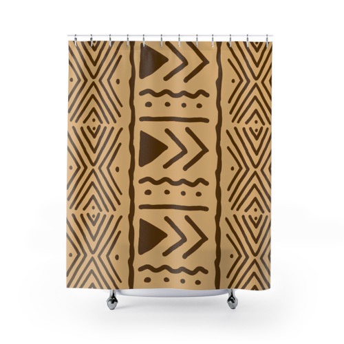 African Bogolan Design Shower Curtain