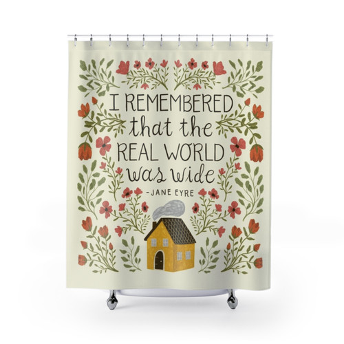 Jane Eyre Shower Curtains featuring literary quotes