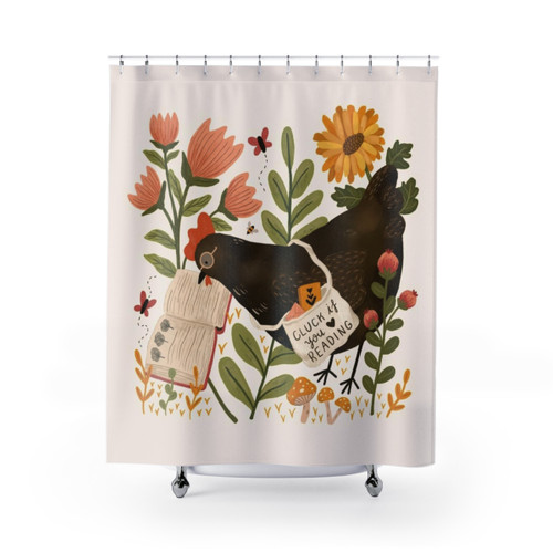 Chicken Reading Book Shower Curtain