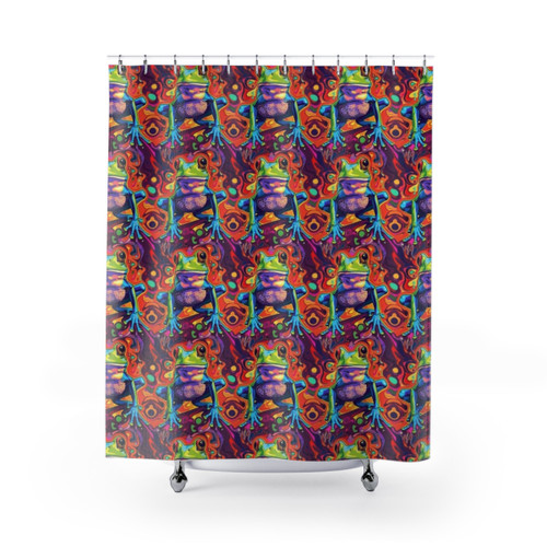 Vibrant Psychedelic Frog Shower Curtains