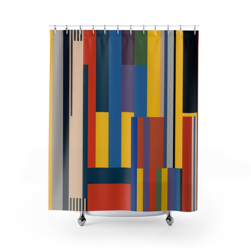 Bauhaus-inspired colorful and unique shower curtains