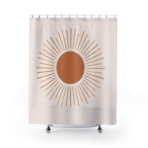 Boho Terracotta Sun Rays Shower Curtain